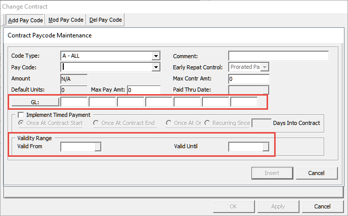 The figure shows the GL Entry Fields window.