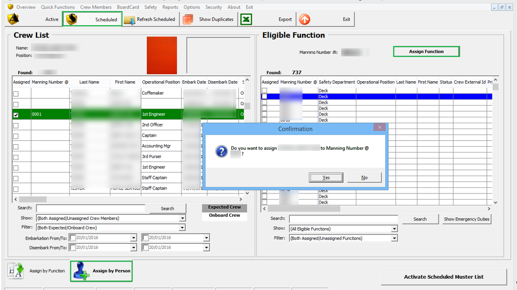 This figure shows the Crew #E-Number assignment in Must List Assignment.