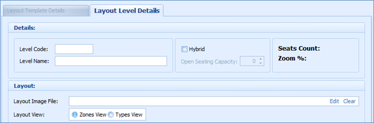 This figure shows the Layout Level Details input window that allow you to configure the required levels.
