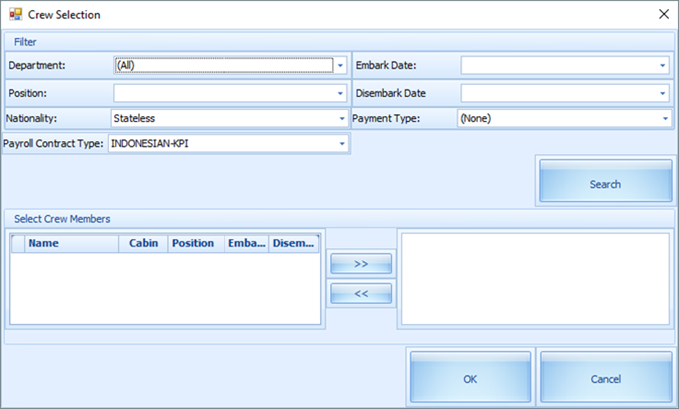 This figure shows the crew selection criteria to broadcast a message.