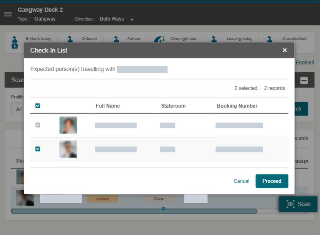 This figure shows the Batch Check-in Travel with list
