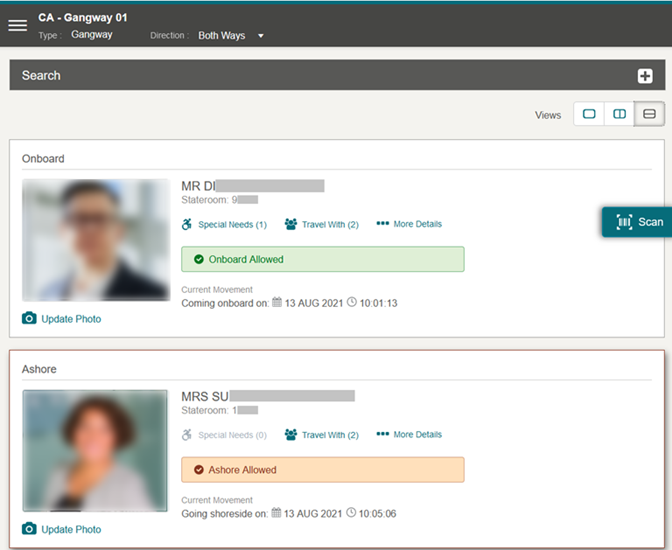 This figure shows the People Movement Page – Both Direction Vertical View