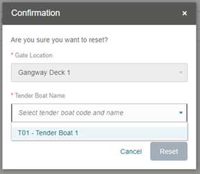 This figure shows the Tender Boat Reset