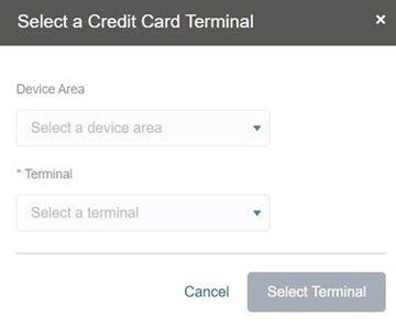 This figure shows the Credit Card Terminal Selection