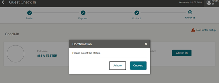 This figure shows the Mobile Check-In Confirmation page.