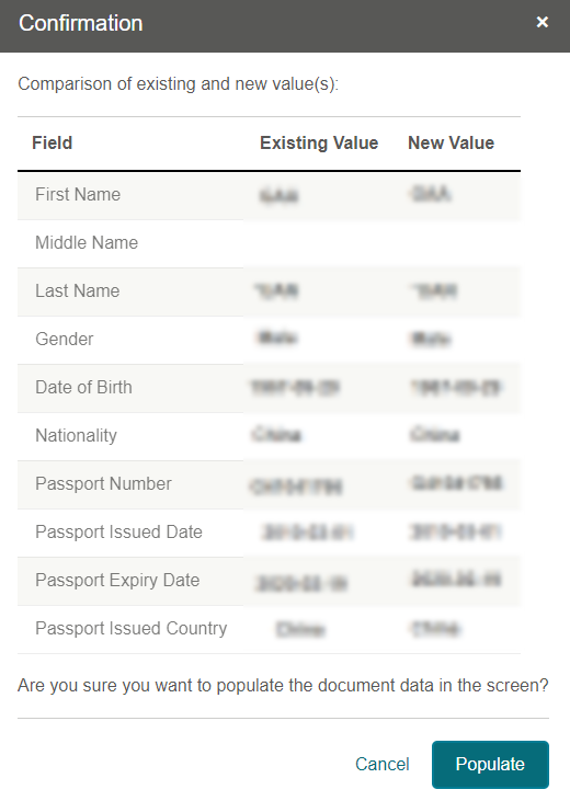 This figure shows the Verify Scanned Passport Details