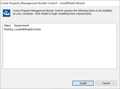 This figure shows the Cruise Border Control Installation Wizard Long Path Enablement Page