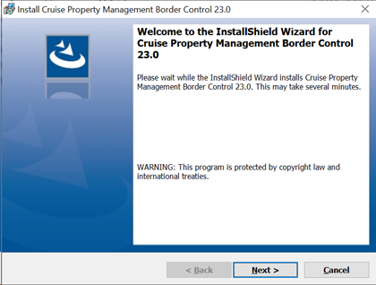 This figure shows the Cruise Border Control Wizard — Welcome Page