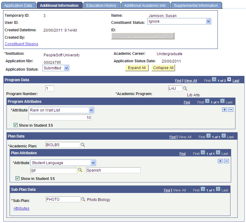 Additional Information page