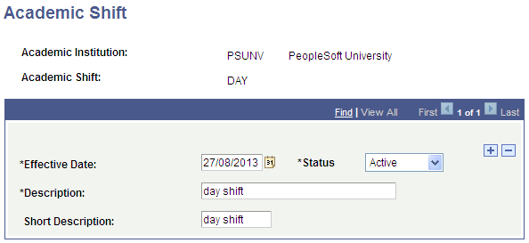 Academic Shift page