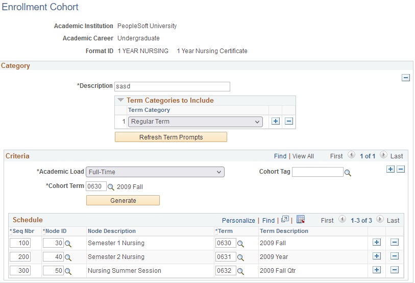 Enrollment Cohort page