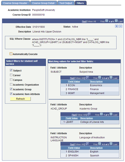 Filters page