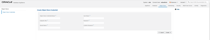 オブジェクト・ストア資格証明の作成