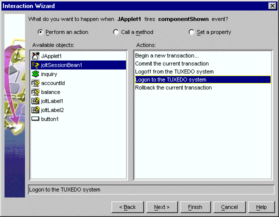 「「Logon to the TUXEDO System」を選択する」の図