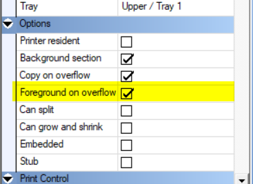 Selecting the Foreground on Overflow option in Studio