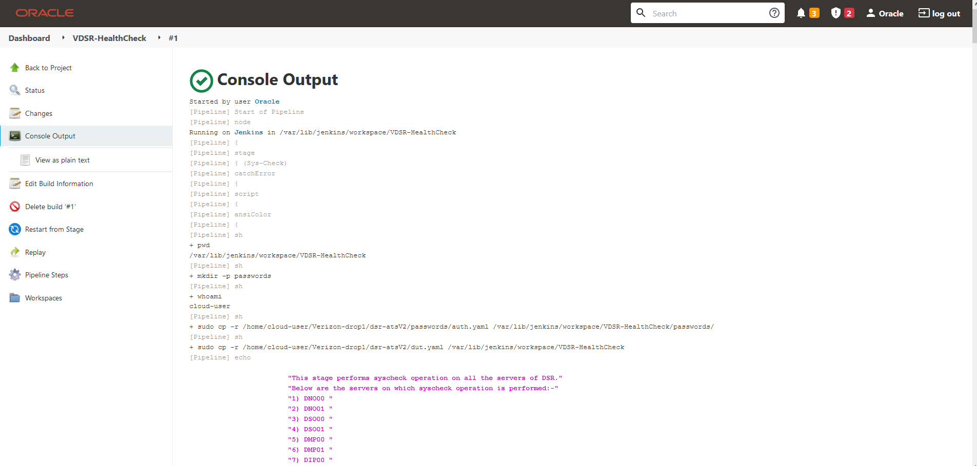 Console Output