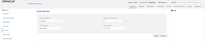 「CPUプールの作成」ページ