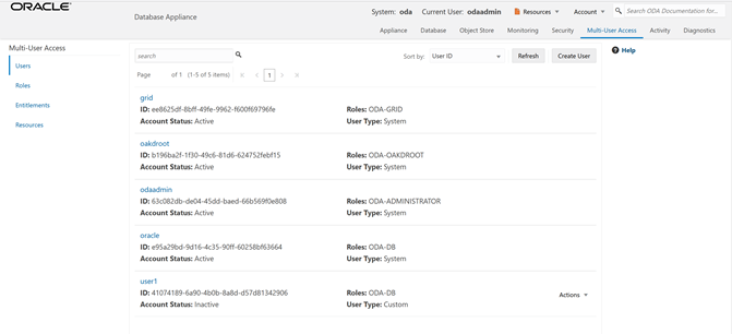 Oracle Database Applianceセキュリティ・タブ Oracle Database Applianceセキュリティ・タブ