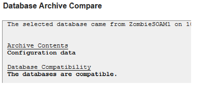 Database Archive Compare