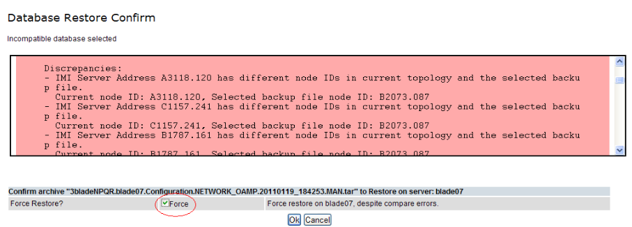 Database Restore Confirm
