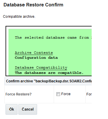 Database Restore Confirm