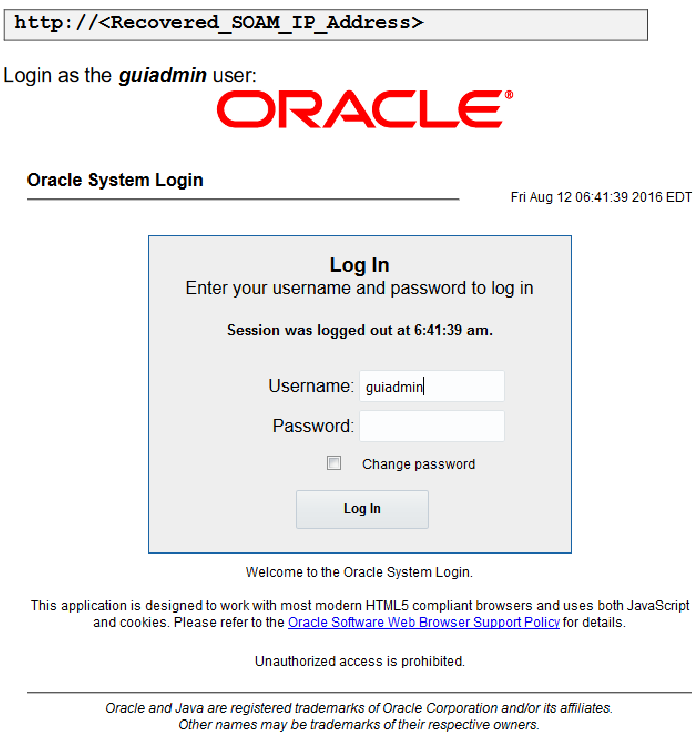 Recovered SOAM GUI Login