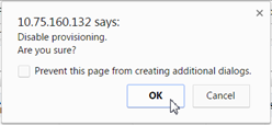 Confirmation pop-up