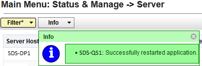 Confirmation banner for server