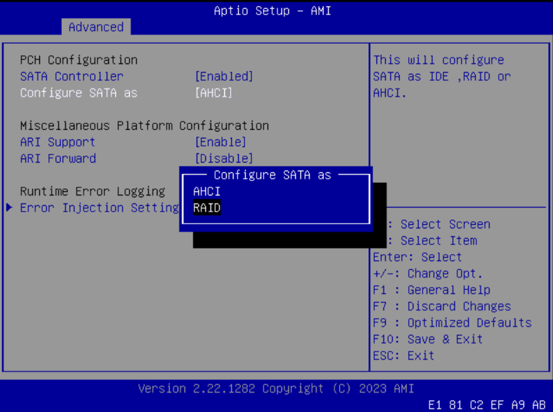Configure SATA Configure SATA