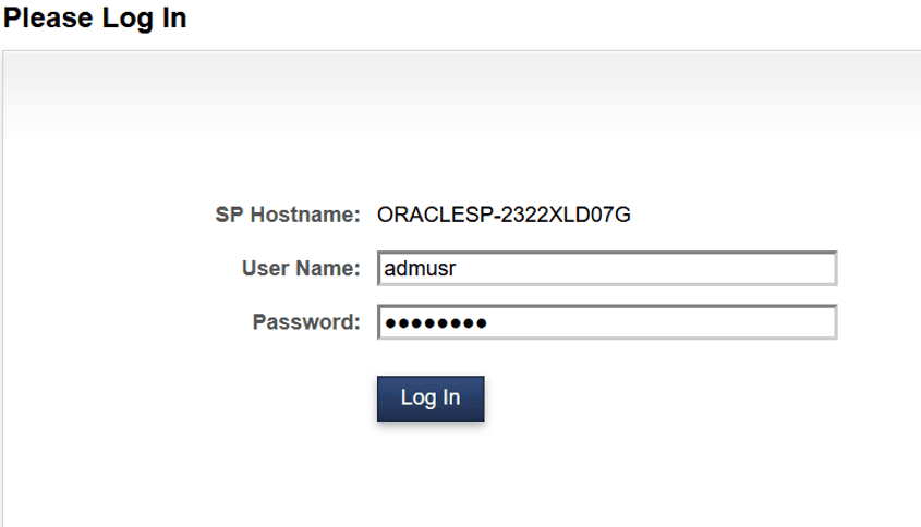 Log in to iLOM