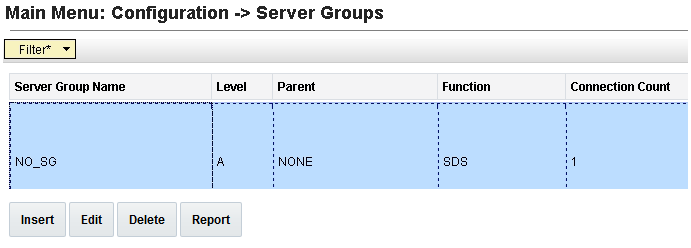 Main menu for server groups