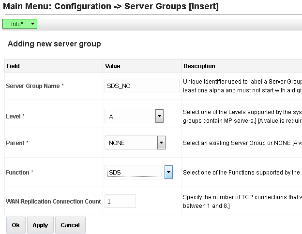 Main menu for server group (insert)