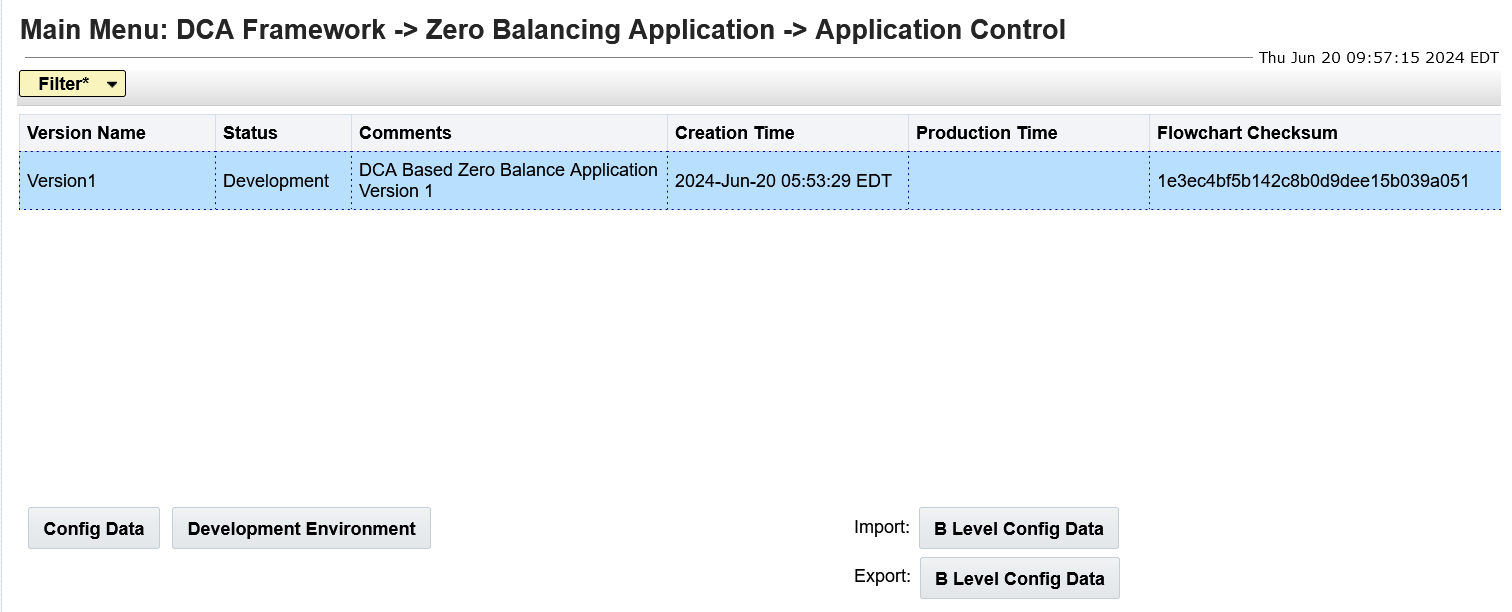 Application Control Page
