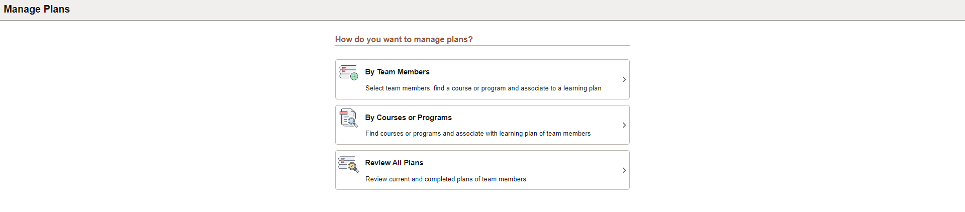 Manage Team Plans Homepage