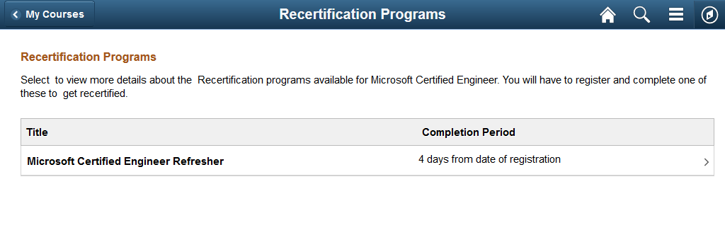 Recertification Programs page