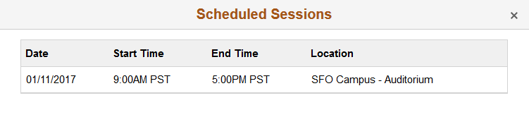 Scheduled Sessions page