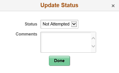 Update Status popup window