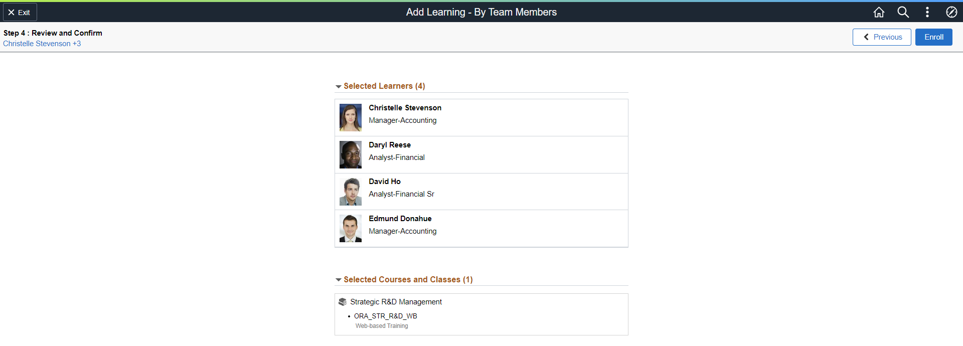 Step 4 of 4 of Add Learning - By Team Members Page