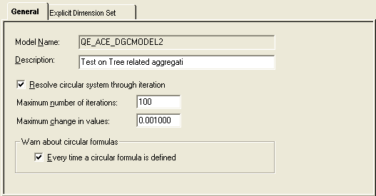 Analytic Model - General tab