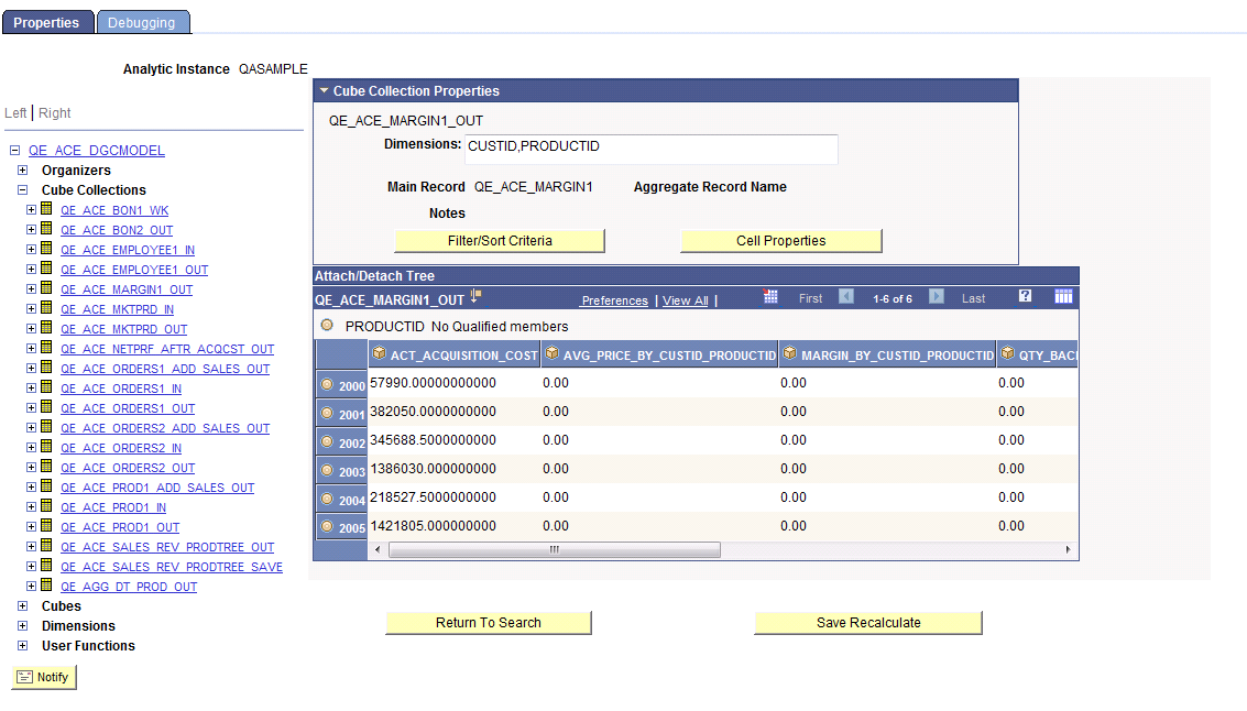 Analytic Model Viewer - Properties page, Cube Collection Properties panel