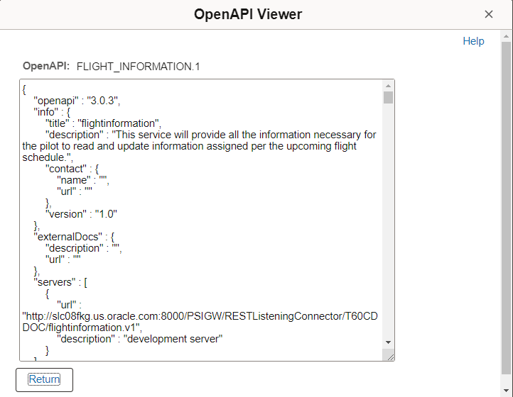 OpenAPI Viewer page