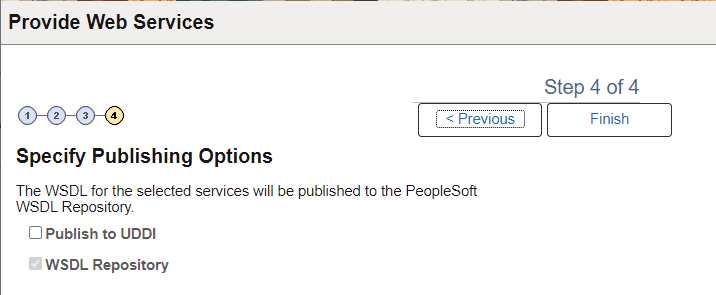 Specify Publishing Options for non-REST Service