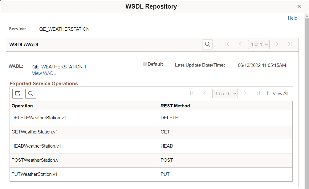 WSDL Repository page