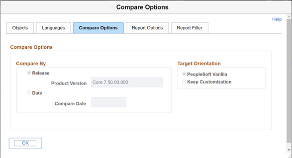 Compare Options page
