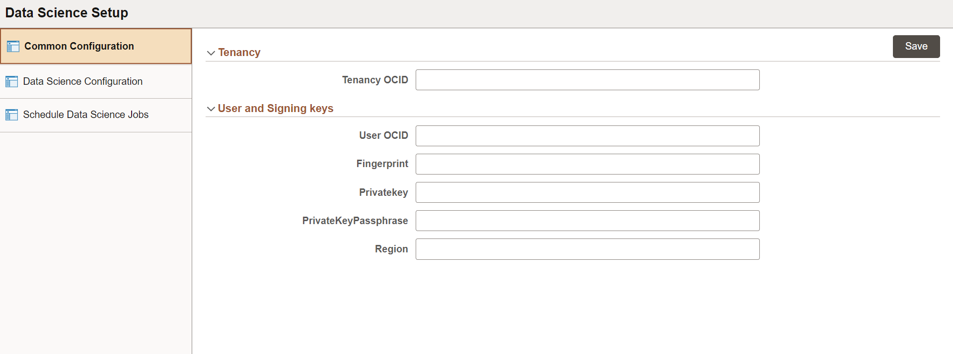 Common Configuration page