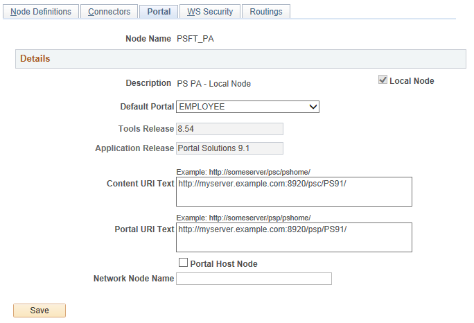 Node Definitions - Portal page