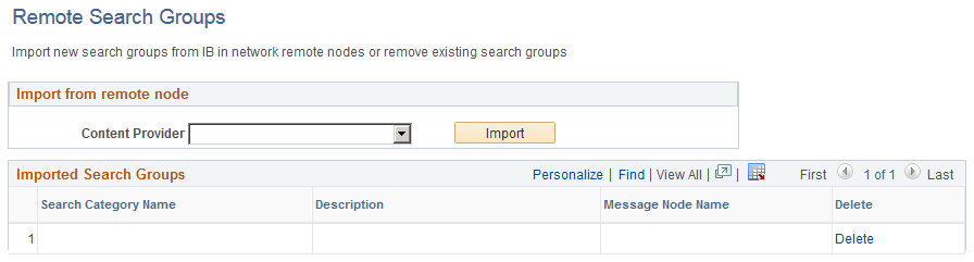 Remote Search Groups page