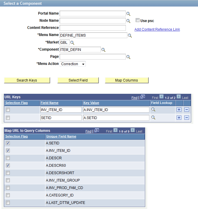 Select a Component page