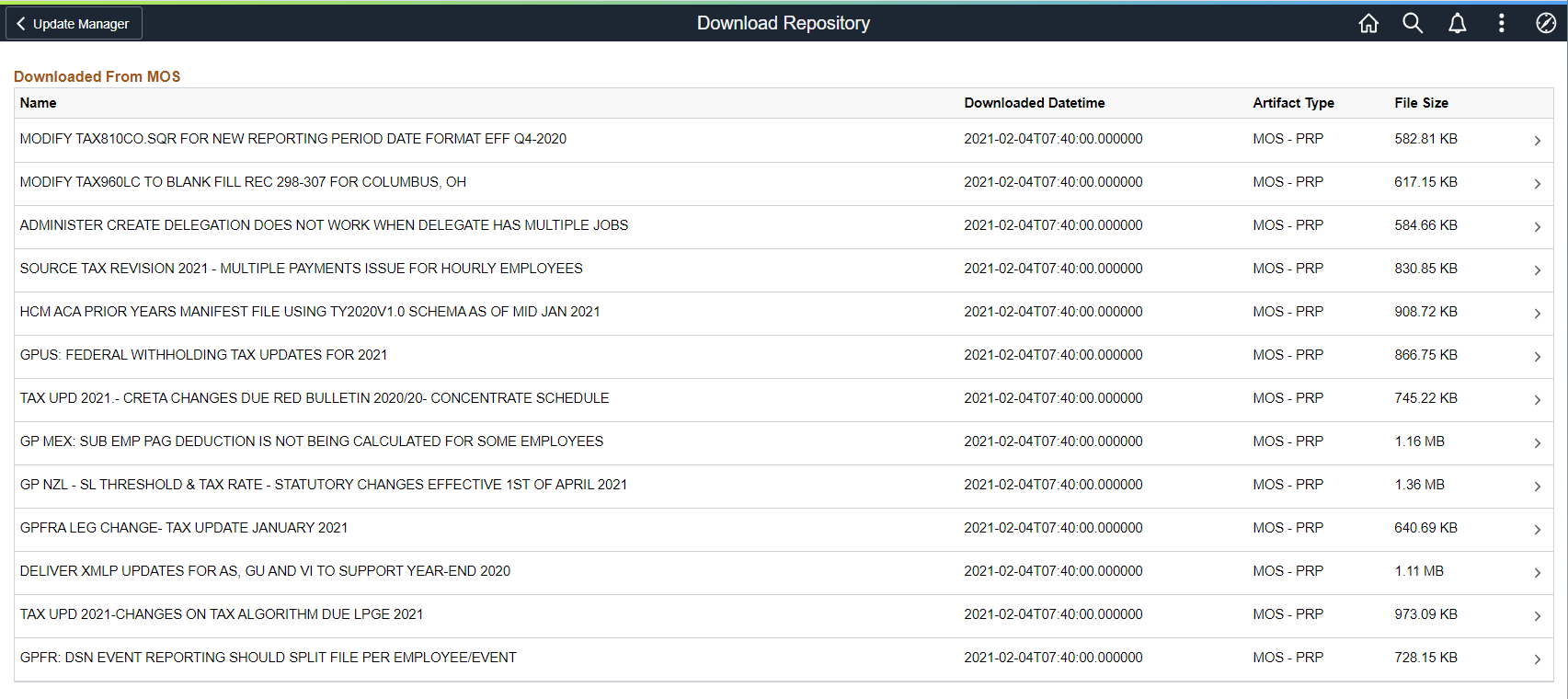 Download Repository page