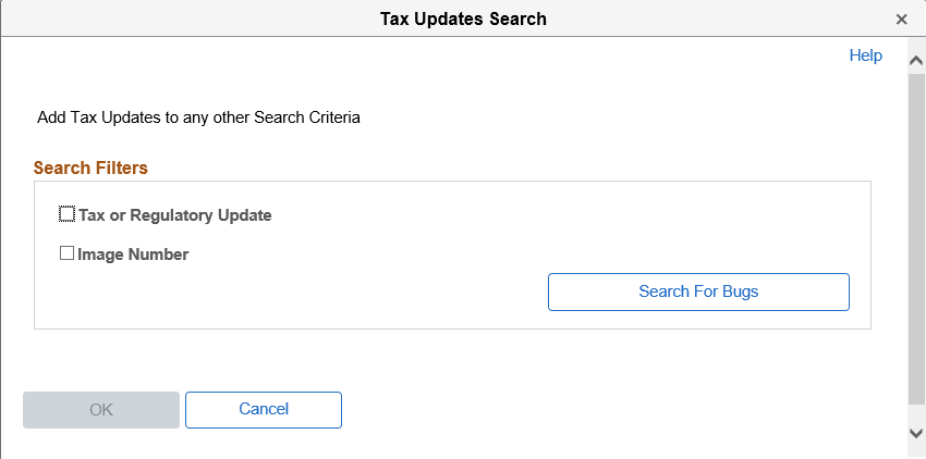 Tax Updates Search page